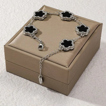 Sofia Link Bracelet | Clover Motif, Rhinestone Accents Bracelet