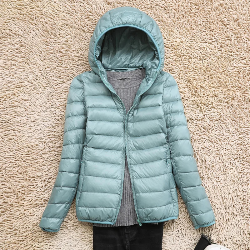 Chloe Hooded Puffer Jacket | Quilted Zip Front Jacket