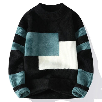 Elias Knit Sweater | Geometric High-Neck Sweater