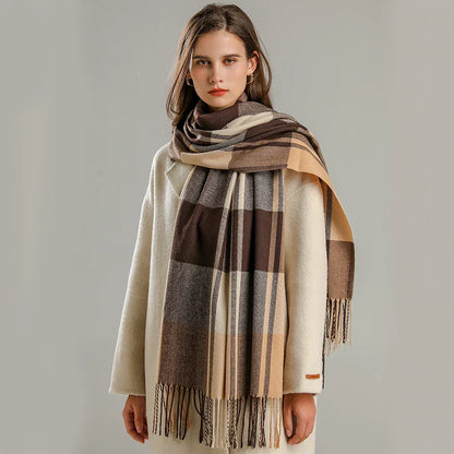 Chiara Oversized Scarf | Check Fringed Scarf