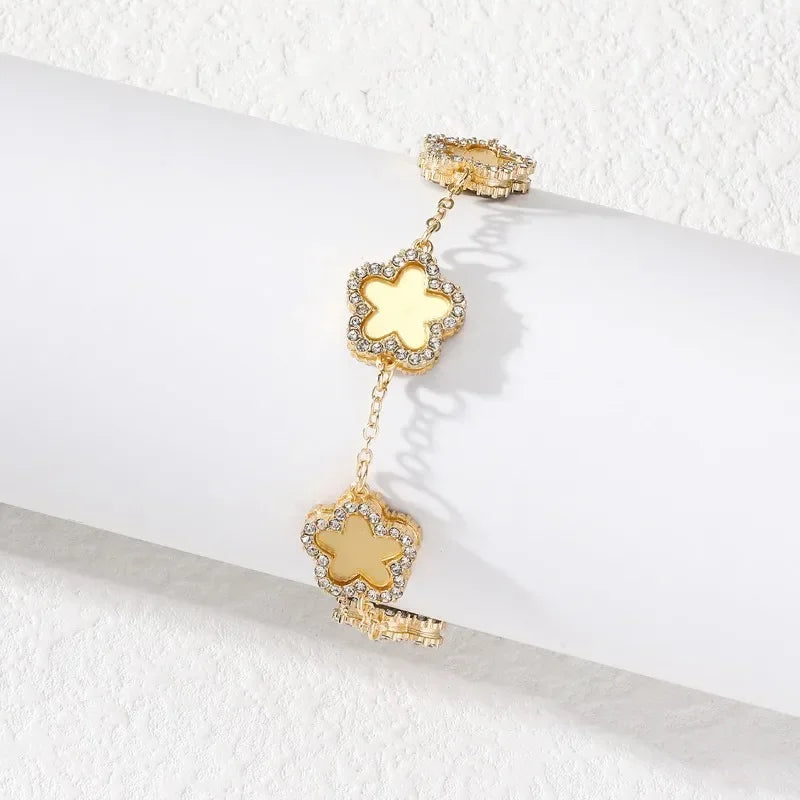 Sofia Link Bracelet | Clover Motif, Rhinestone Accents Bracelet