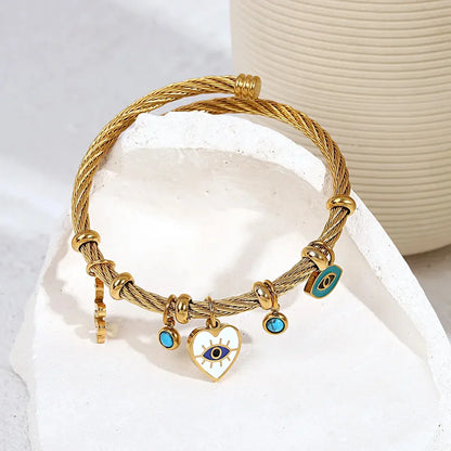 Valentina Open Cuff Bracelet | Evil Eye & Turquoise Cuff Bracelet