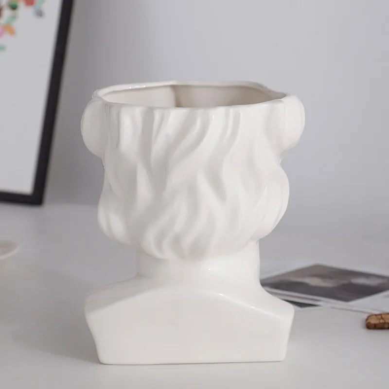 Modern Face-Shaped Ceramic Vase With Glossy Finish