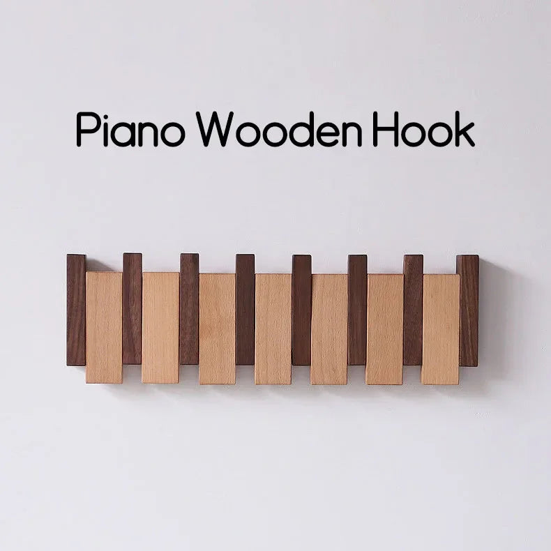 Minimalist Walnut Wood Wall Mounted Coat Rack With Flip-Down Hooks