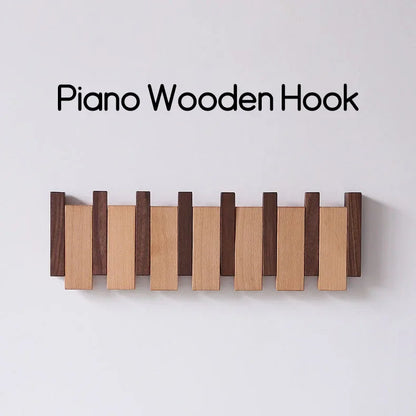 Minimalist Walnut Wood Wall Mounted Coat Rack With Flip-Down Hooks