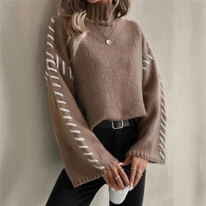 Emily Relaxed Fit Pullover Sweater | Mock Neck Pullover Sweater
