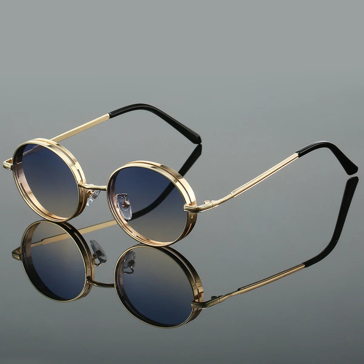 Side-Shield Metal Round Sunglasses for Unisex – Everyday Style & Coverage