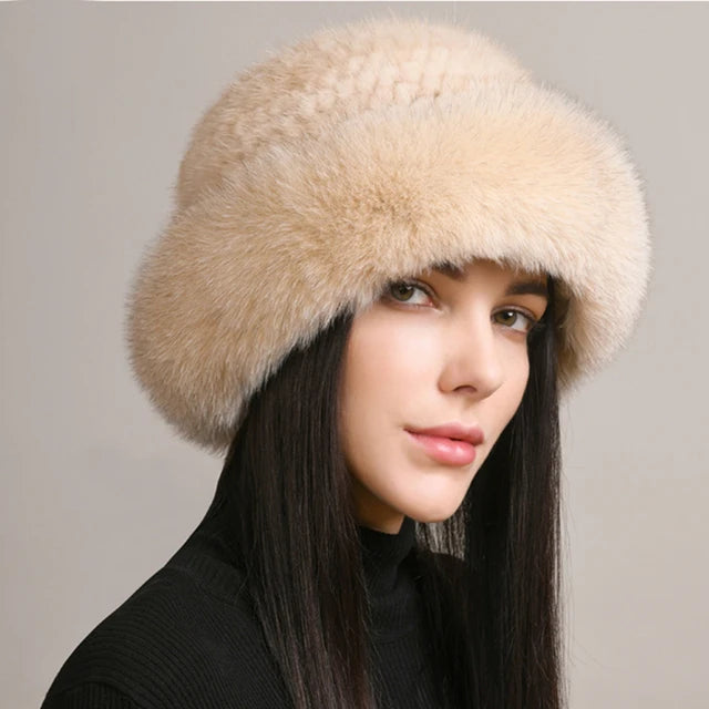 Chiara Knitted Fur Hat | Fluffy Winter Fur Hat