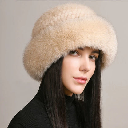 Chiara Knitted Fur Hat | Fluffy Winter Fur Hat