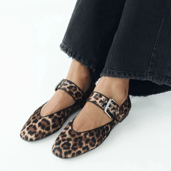 Leopard Print Almond Toe Mary Jane Flats for Women – Everyday Style & Comfort
