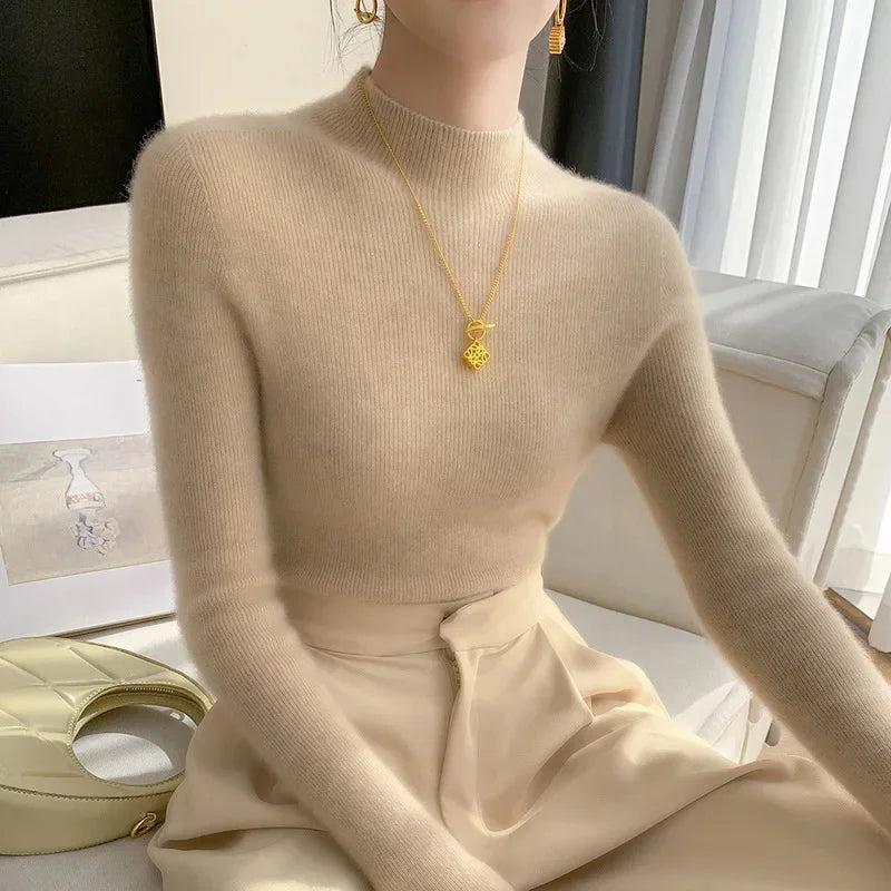 Veronica Slim Fit Mock Neck Sweater | Ribbed Mock Neck Sweater