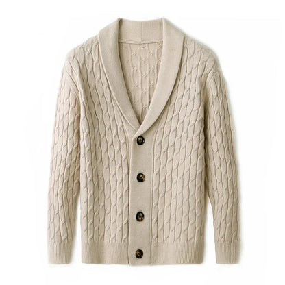 Lucas Shawl Collar Cardigan | Cable Knit Button Front Cardigan