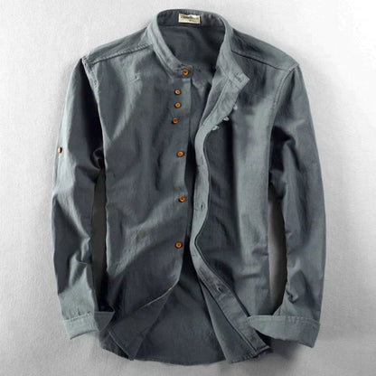 Men's slim shirt – mao collar – long sleeves – comfortable breathable fabric