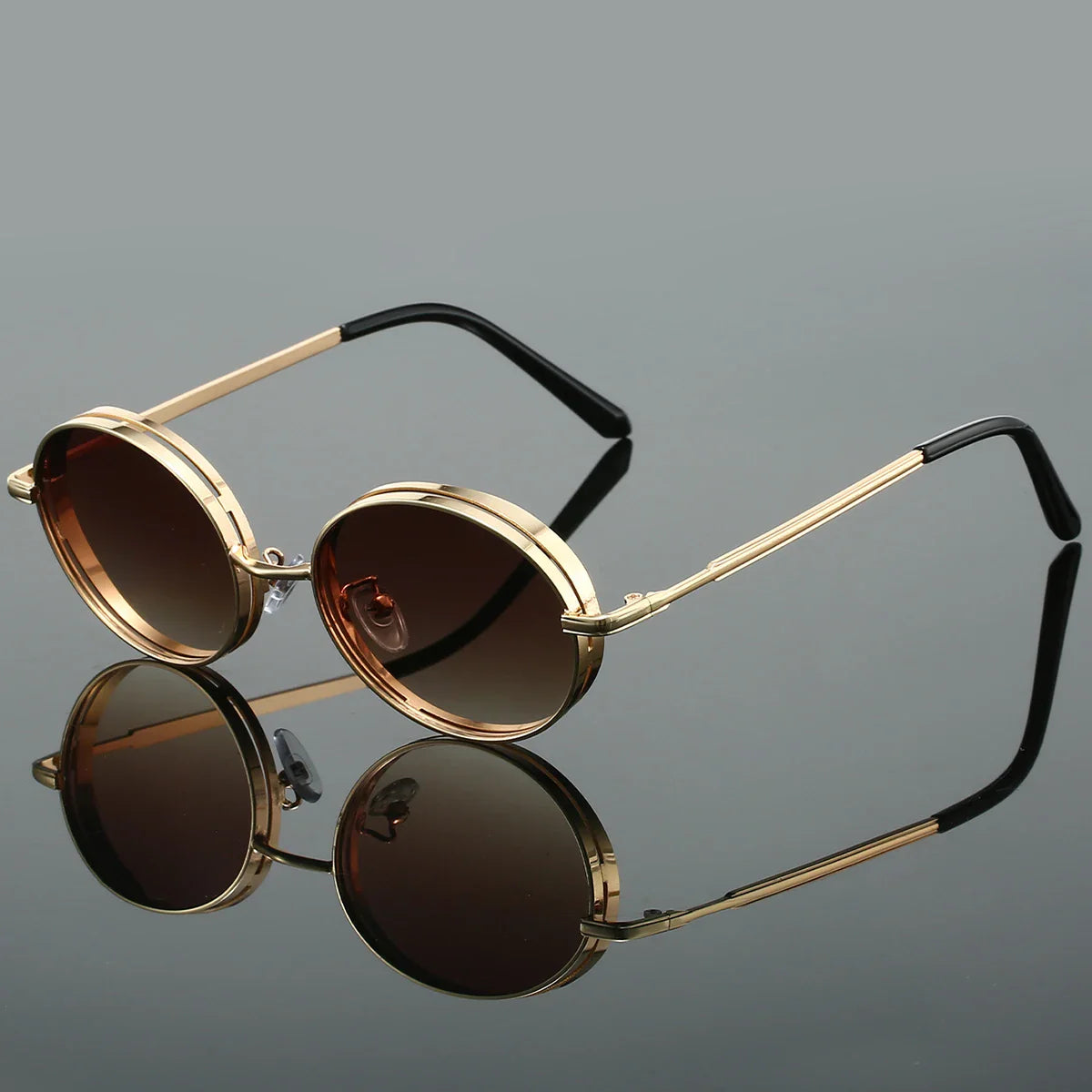 Side-Shield Metal Round Sunglasses for Unisex – Everyday Style & Coverage