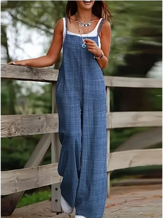 Women's jumpsuit – Loose fit – Straps – Breathable fabric – Wide leg