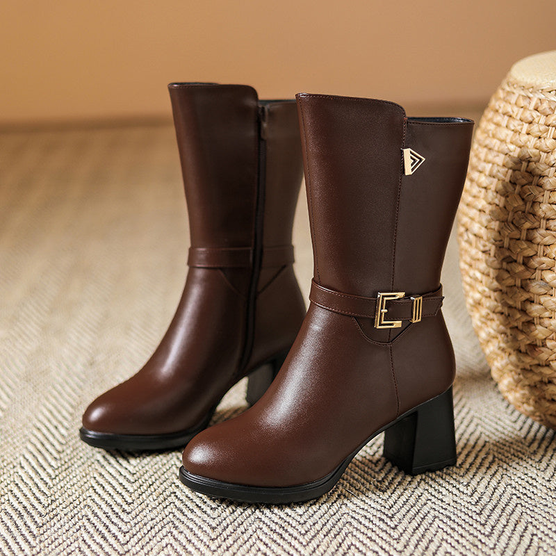 Alice Buckle Mid-Calf Boots | Block Heel Mid-Calf Boots