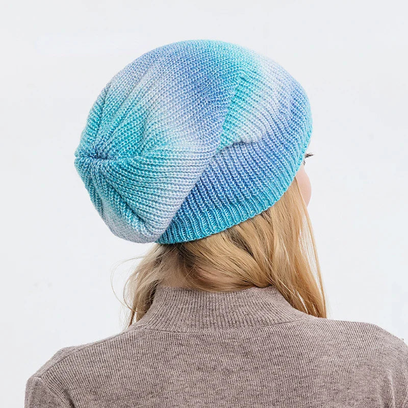 Sienna Ribbed Beanie | Variegated Pattern Logo Patch Beanie