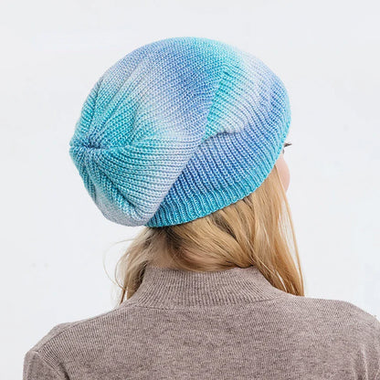 Sienna Ribbed Beanie | Variegated Pattern Logo Patch Beanie