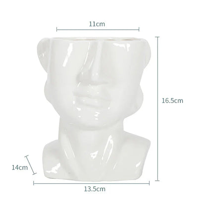 Modern Face-Shaped Ceramic Vase With Glossy Finish