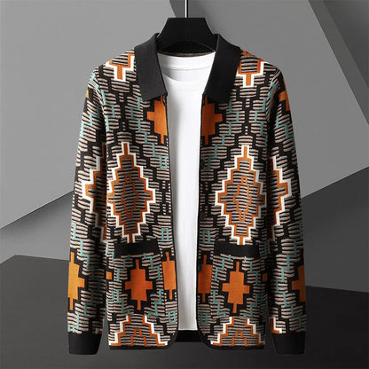 Alexander Open Front Cardigan | Geometric Print Cardigan
