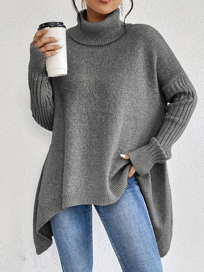 Maria Oversized Turtleneck Sweater | Solid Turtleneck Sweater