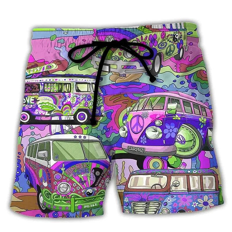 Men's swim shorts – Straight cut – Quick-drying – Boho print – Adjustable waist