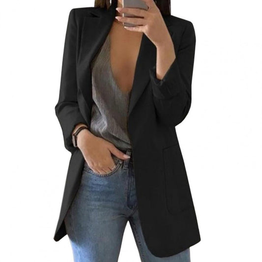 Blazer femme – Coupe cintrée – Tissu respirant – Sans fermeture – Manches longues