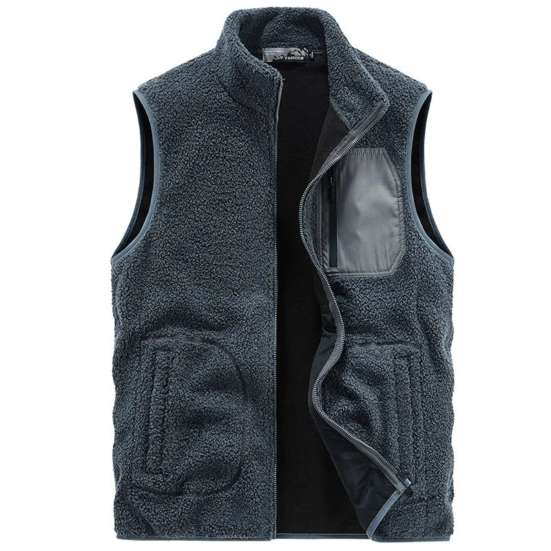 Alfie Relaxed Fit Vest | Stand Collar, Full Zip Vest