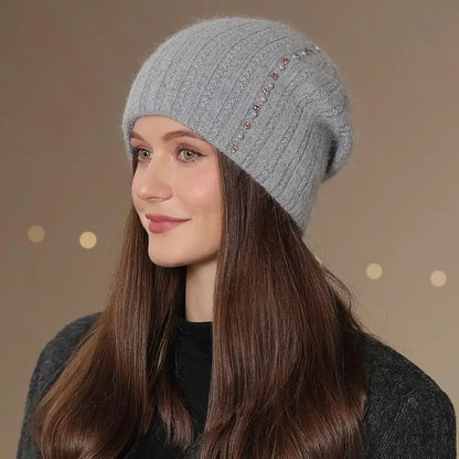 Giulia Relaxed Fit Beanie | Ribbed Embellished Beanie