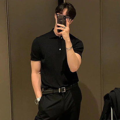 Men's polo – Slim fit – Ribbed knit – Short sleeves – Smart casual style