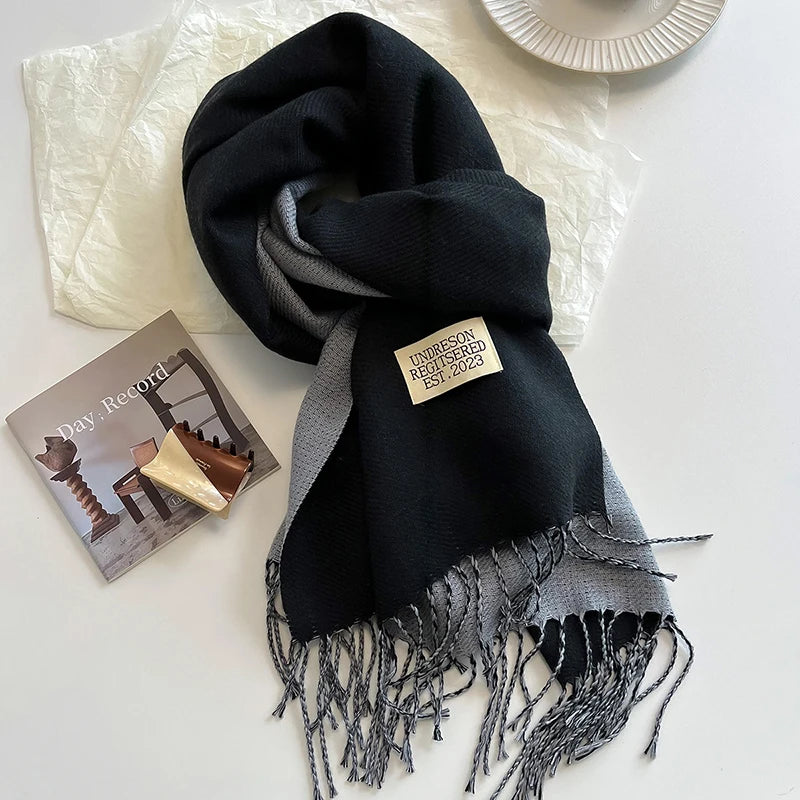 Valentina Long Scarf | Double-Sided, Fringed Ends Scarf