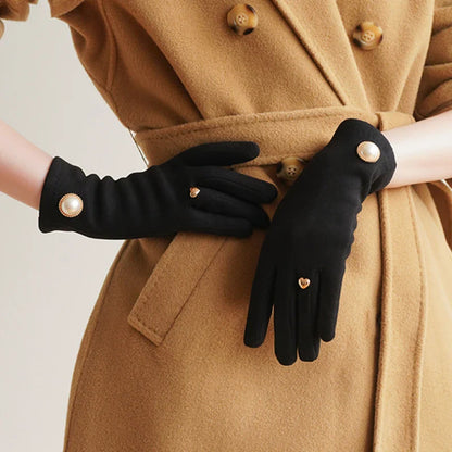 Alice Fitted Gloves | Pearl And Heart Embellished Gloves
