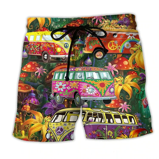 Men's swim shorts – Straight cut – Quick-drying – Boho print – Adjustable waist