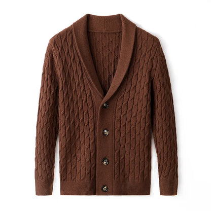 Lucas Shawl Collar Cardigan | Cable Knit Button Front Cardigan