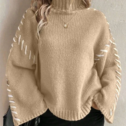 Emily Relaxed Fit Pullover Sweater | Mock Neck Pullover Sweater