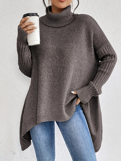 Maria Oversized Turtleneck Sweater | Solid Turtleneck Sweater