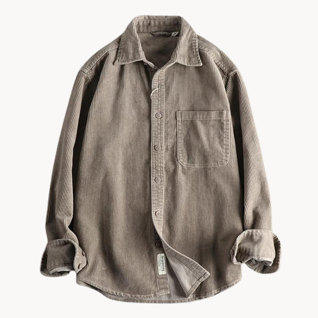 David Casual Brown Corduroy Shirt | Long Sleeve Shirt
