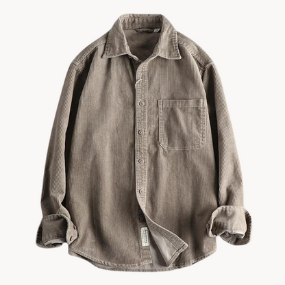 David Casual Brown Corduroy Shirt | Long Sleeve Shirt