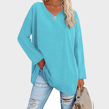 Caterina Oversized Tunic Top | V-Neck High-Low Hem Tunic Top