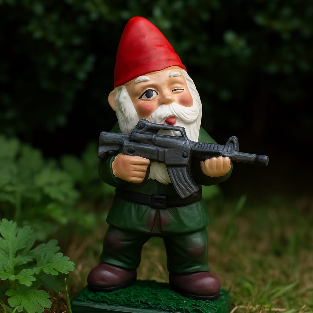 Novelty Soldier Ceramic Garden Gnome With Winking Face
