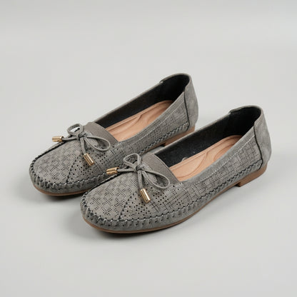 Bow Moccasin-Style Flat Loafers for Women – Breathable Comfort & Support