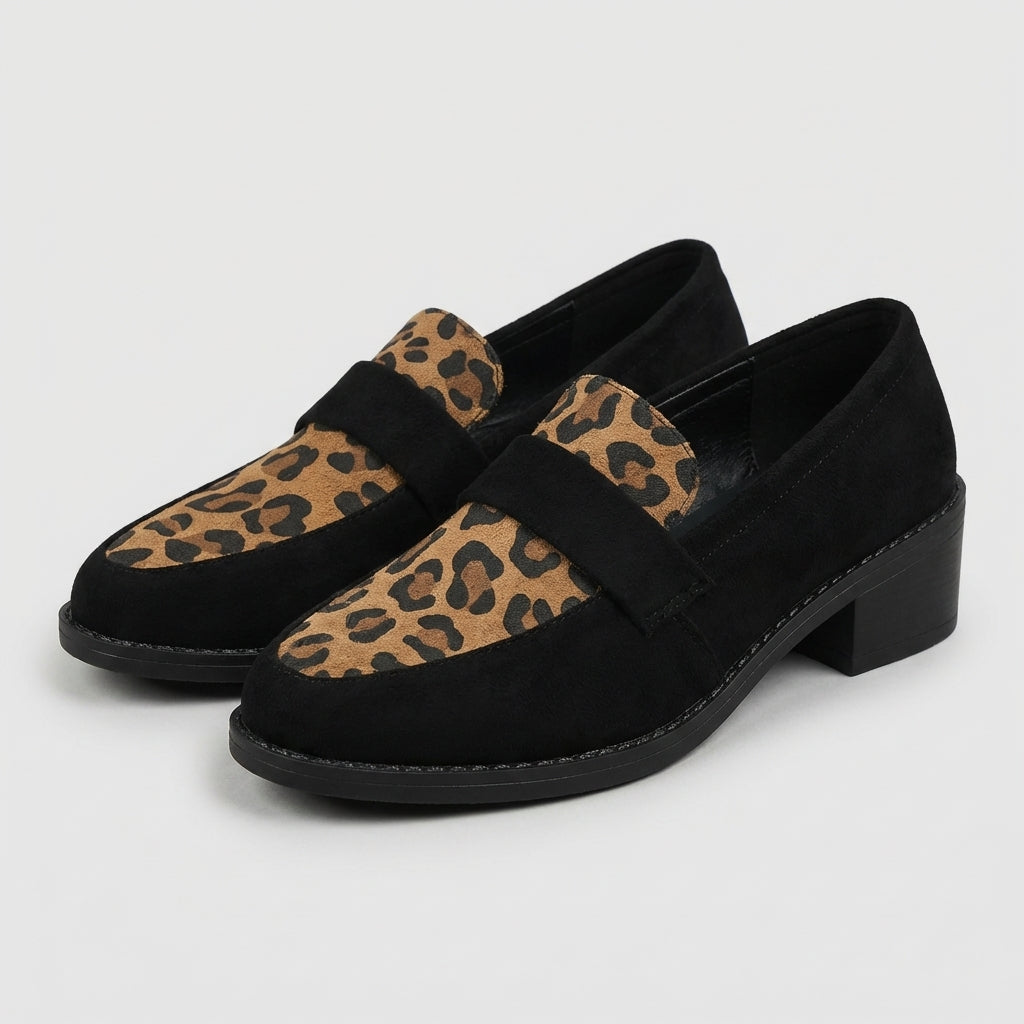 Leopard Print Block Heel Loafers for Women – Effortless Style & Comfort