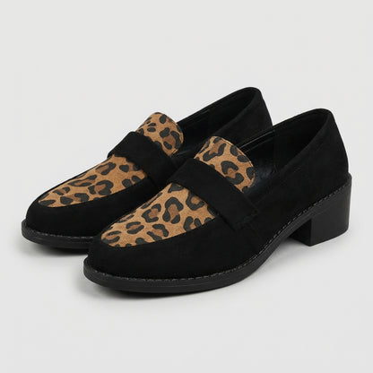 Leopard Print Block Heel Loafers for Women – Effortless Style & Comfort