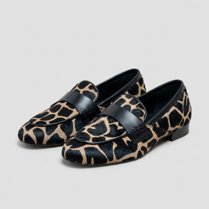Giraffe Print Hair-On Loafers for Women – Effortless Slip-On Comfort