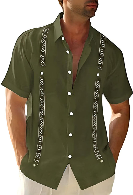 Men's shirt short sleeves – Relaxed fit – Embroidered details – Breathable fabric