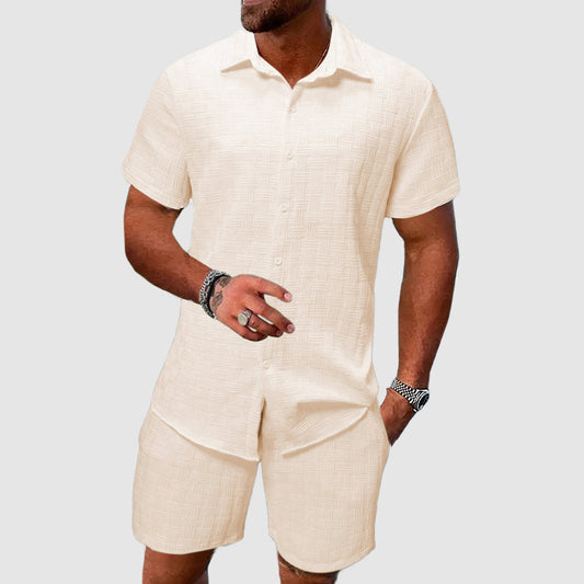 Men's Casual Set – Loose Fit – Breathable Fabric – Buttoned Shirt