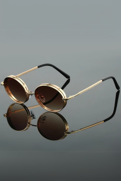 Side-Shield Metal Round Sunglasses for Unisex – Everyday Style & Coverage