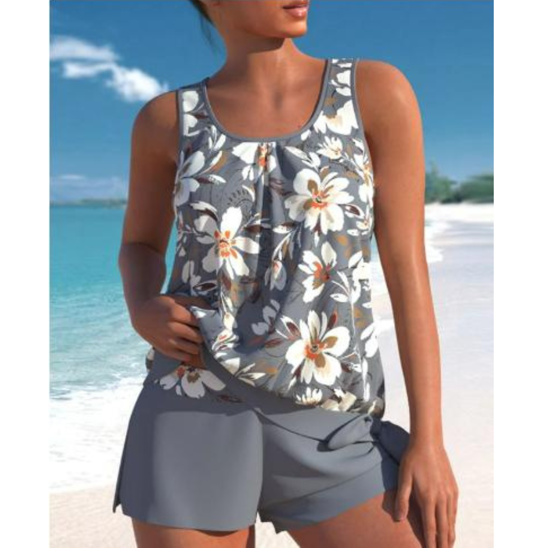 Women's Tankini – Relaxed Fit – Breathable Fabric – Floaty Top and Mid-Thigh Shorts