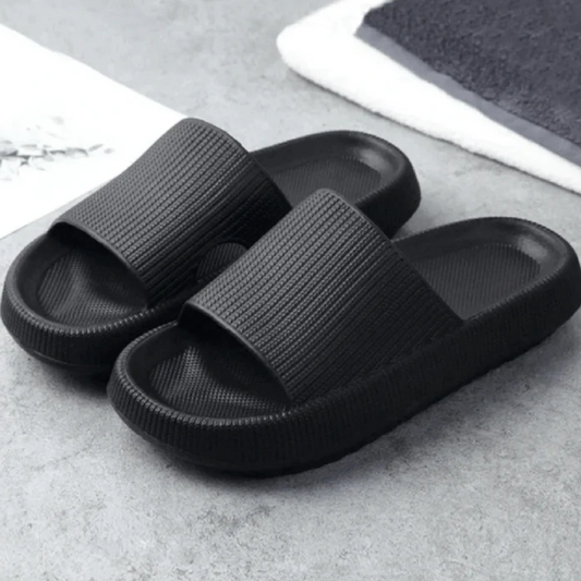 Women's slippers – Open toe – Quilted sole – Non-slip mule style