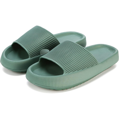 Women's slippers – Open toe – Quilted sole – Non-slip mule style